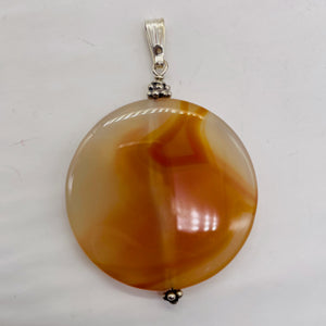 Carnelian 2" Long Round Pendant | 40mm (Carnelian) | Orange White | 1 Pendant |