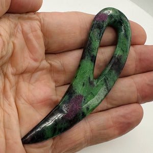 Ruby Zoisite Comma Bead | 94x28x6mm | Green Red | 1 Pendant Bead |