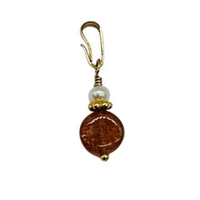 Load image into Gallery viewer, Sunstone and Pearl14K Gold Filled Pendant | 3/4 &quot; (Long) | Orange |
