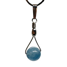 Load image into Gallery viewer, Aquamarine Sterling Silver Wire Wrap Spinner Pendant | 1" Long | Blue |
