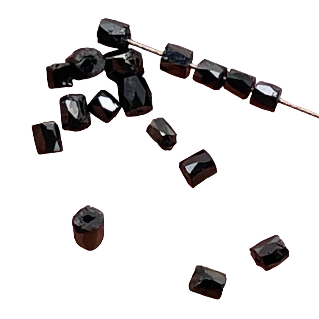 Natural Black Diamond 1.1cts Scissor Cut Cube Beads | 1x1mm to 2x1mm | 16 Beads|