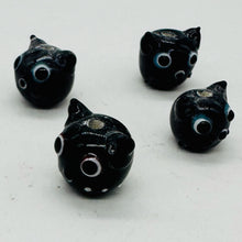 Load image into Gallery viewer, Kitty Cat Ceramic Round Beads | 15mm | Black | 4 Beads |
