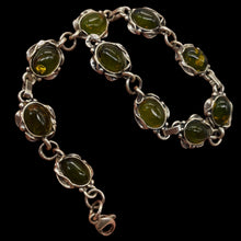 Load image into Gallery viewer, Amber Sterling Silver Bezel Set 8x6mm Stones | 7 1/2&quot; Long | Green | 1 Bracelet|
