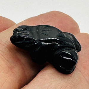 Charming Onyx Stone Frog Animal Beads Figurine | Black| | 20x18x9.5mm | Black