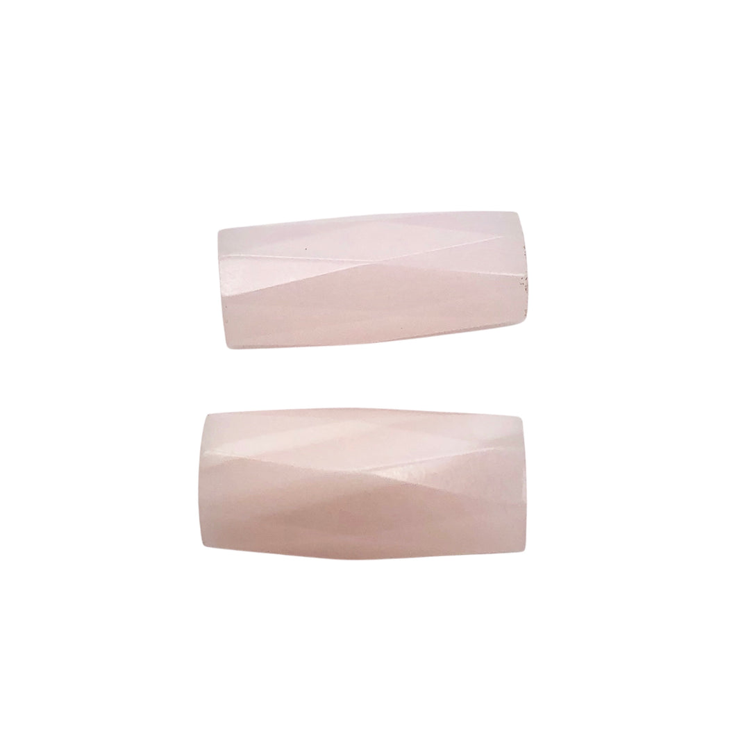 2 Mangano Pink Calcite Faceted Tube Beads | AAA Quality | 20x10mm | 2 Beads