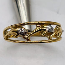 Load image into Gallery viewer, Dolphins and Diamonds 10K Yellow Gold Ring | Size 6 3/4 | Gold | 1 Ring |
