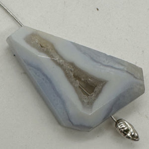 Chalcedony Druzy 53ct Designer Cut Pendant Bead| 35x28x9mm| Blue|1 Pendant Bead|