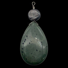Load image into Gallery viewer, Hypersthene Tsunami Stone Briolette Sterling Silver Pendant| 3&quot;| Green, Silvery|
