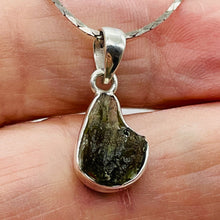 Load image into Gallery viewer, Moldavite 10.99ct Sterling Silver Teardrop Pendant | 1&quot; Long | Green | 1 Pendant

