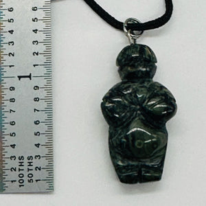 Kambaba Stone Goddess Pendant Necklace | 3/4' Long | Green, Black | 1 Pendant |