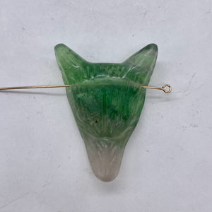 Fluorite Carving Wolf Head Pendant Bead | 40x30x10mm | Green | 1 Bead |