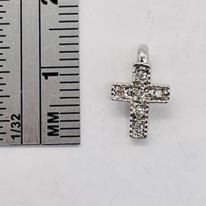 Tiny Sterling Silver Cubic Zirconia Cross | 1/2" Long | Silver | 1 Pendant |