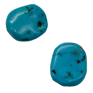 Natural Turquoise Flat, Smooth Nuggety Bead Strand 109352