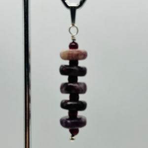 Natural Purple Lepidolite Dangle Sterling Silver Pendant | 1 1/2" Long |