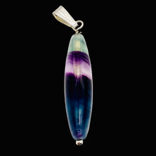 Load image into Gallery viewer, Fluorite Sterling Silver Navette Pendant| 2&quot; Long | Purple Green | 1 Pendant |

