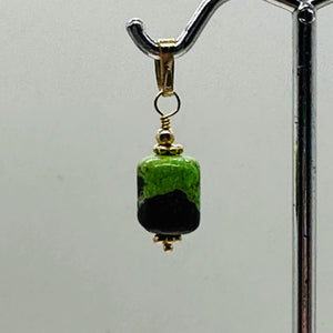 Gaspeite AAA 14K Gold Filled Pendant | 3/4" Long | Green, Brown |