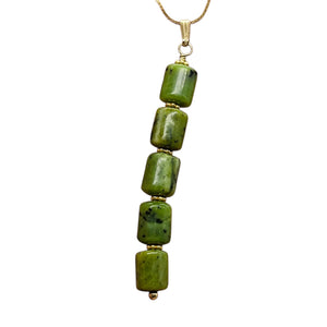 Nephrite Jade 14K Gold Filled Pendant | Green | 2 1/2" Long |