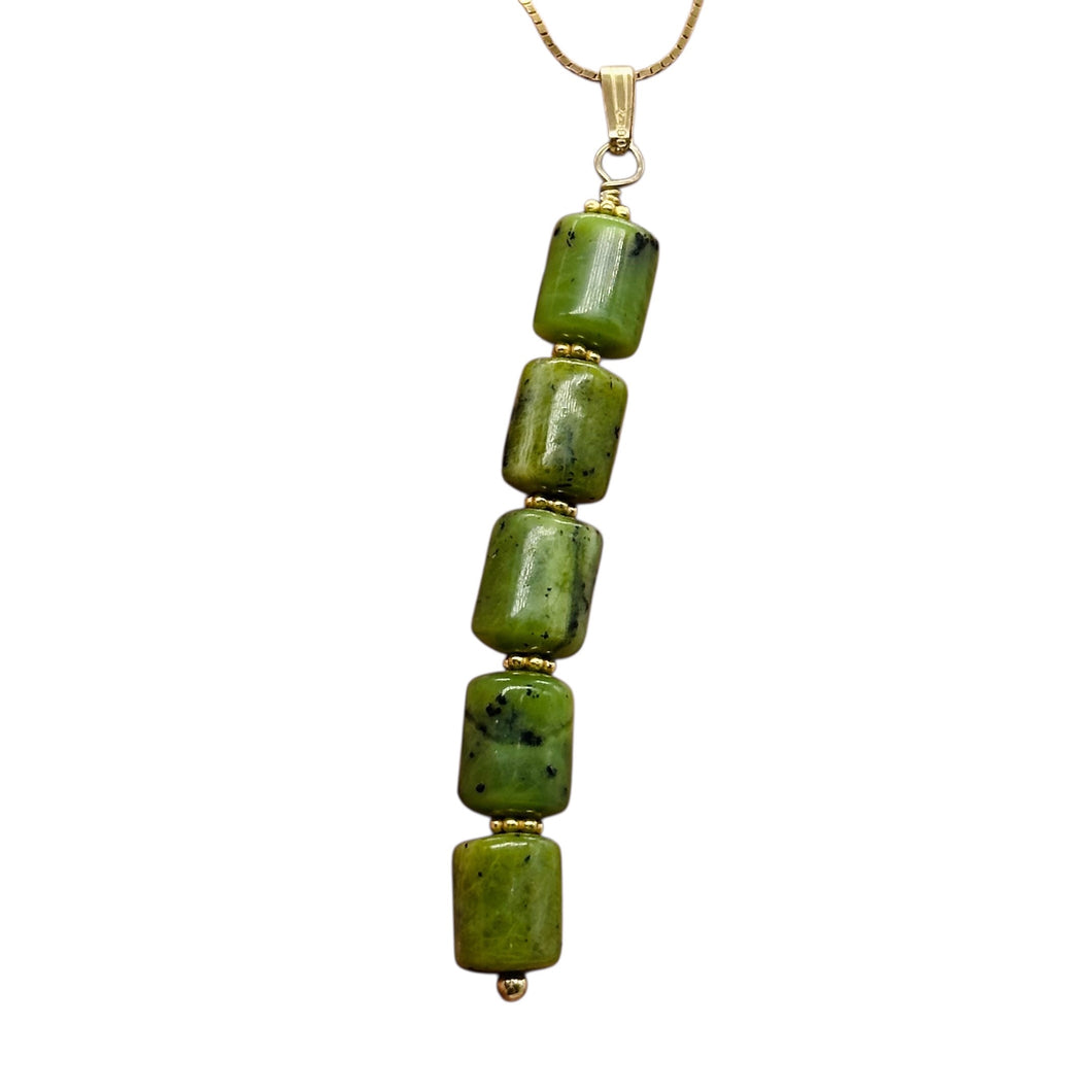 Nephrite Jade 14K Gold Filled Pendant | Green | 2 1/2