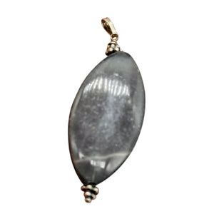 Australian Mookaite 40x20x6mm Marquise Cut Pendant | 2 1/4" Long | Gray, White |