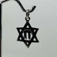 Load image into Gallery viewer, Star of David and Chai Sterling Silver Pendant Charm 1&quot; Long| Silver| 1 Pendant|
