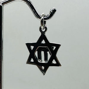 Star of David and Chai Sterling Silver Pendant Charm 1" Long| Silver| 1 Pendant|
