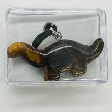 Load image into Gallery viewer, Tiger Eye Diplodocus Dinosaur Pendant | 3/4&#39; Long | Bronze | 1 Pendant Necklace|
