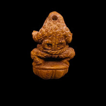 Load image into Gallery viewer, intricately Carved Signed Boxwood Sumo Frogg Bead | 1 1/4" Tall | Brown
