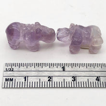 Load image into Gallery viewer, 2 Amethyst Hand Carved Rhinoceros Animal Beads | 20x13x8mm | Purple
