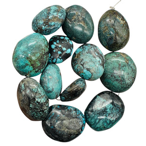 Turquoise Natural Focal Nugget Strand | 310g | 16" | Blue, Black | 12 Beads |