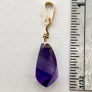 AAA Amethyst Faceted Twist Briolette Pendant | 12.5x8mm, 1" Long | Purple