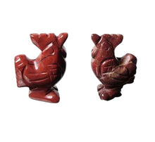 Load image into Gallery viewer, 2 Cute Carved Brecciated Jasper Rooster Animal Beads | 21x16x8.5mm | Red
