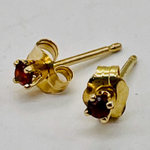 Load image into Gallery viewer, Garnet 14K Gold 2mm Stud Round Earrings } 2mm | Red | 1 Pair }
