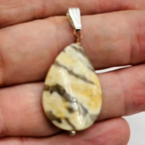 Ocean Jasper Teardrop Sterling Silver Pendant | 1 1/2" Long |
