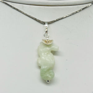 Serpentine Seahorse Sterling Silver Pendant | Green | 1 1/4" Long | 1 Pendant |
