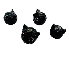 Load image into Gallery viewer, Kitty Cat Ceramic Round Beads | 15mm | Black | 4 Beads |
