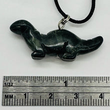 Load image into Gallery viewer, Kambaba Jasper Diplodocus Dinosaur Pendant | 3/4&#39; Long | Black, Green |
