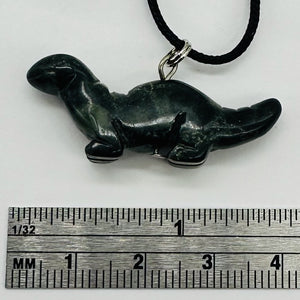 Kambaba Jasper Diplodocus Dinosaur Pendant | 3/4' Long | Black, Green |