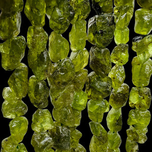 Garnet Nugget Strand | 16" Long | 12x10x8 to 10x8x6mm | Green | 33 Beads |
