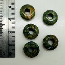 Load image into Gallery viewer, 5 Raintree Rhyolite Jasper Pi Circle Beads 009529P

