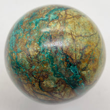 Load image into Gallery viewer, Azurite Chrysocolla Scrying Sphere | 2&quot; | 190g | Green Blue Tan | 1 Sphere |
