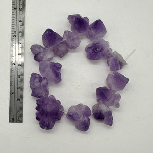 Amethyst Natural Crystals 8" Strand | 29x27x15 to 18x17x12mm | Purple| 14 Beads|
