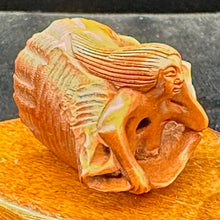 Load image into Gallery viewer, Mermaid in a Nautilus Shell Signed Netsuke Bead | 25x21x14mm | Brown
