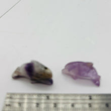 Load image into Gallery viewer, Jumping! 2 Carved Amethyst Dolphin Animal Beads
