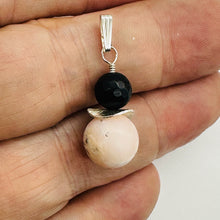 Load image into Gallery viewer, Black Stone Africa Pink Peruvian Opal Sterling Silver Pendant Handmade USA
