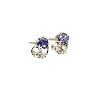 June Birthstone Sparkle! 3mm Lilac Cubics & Sterling Silver Earrings 10146F