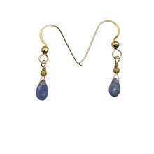 Load image into Gallery viewer, Tanzanite 14K Gold Filled Drop Wire Wrap Earrings | Lavender | 1 Inch Long |
