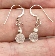Load image into Gallery viewer, Crystal Carved Lotus Sterling Silver Drop Earrings| 1" Long | Clear | 1 Earrings
