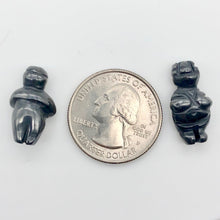 Load image into Gallery viewer, 2 Carved Hematite Goddess of Willendorf Beads | 20x9x7mm | Silver black
