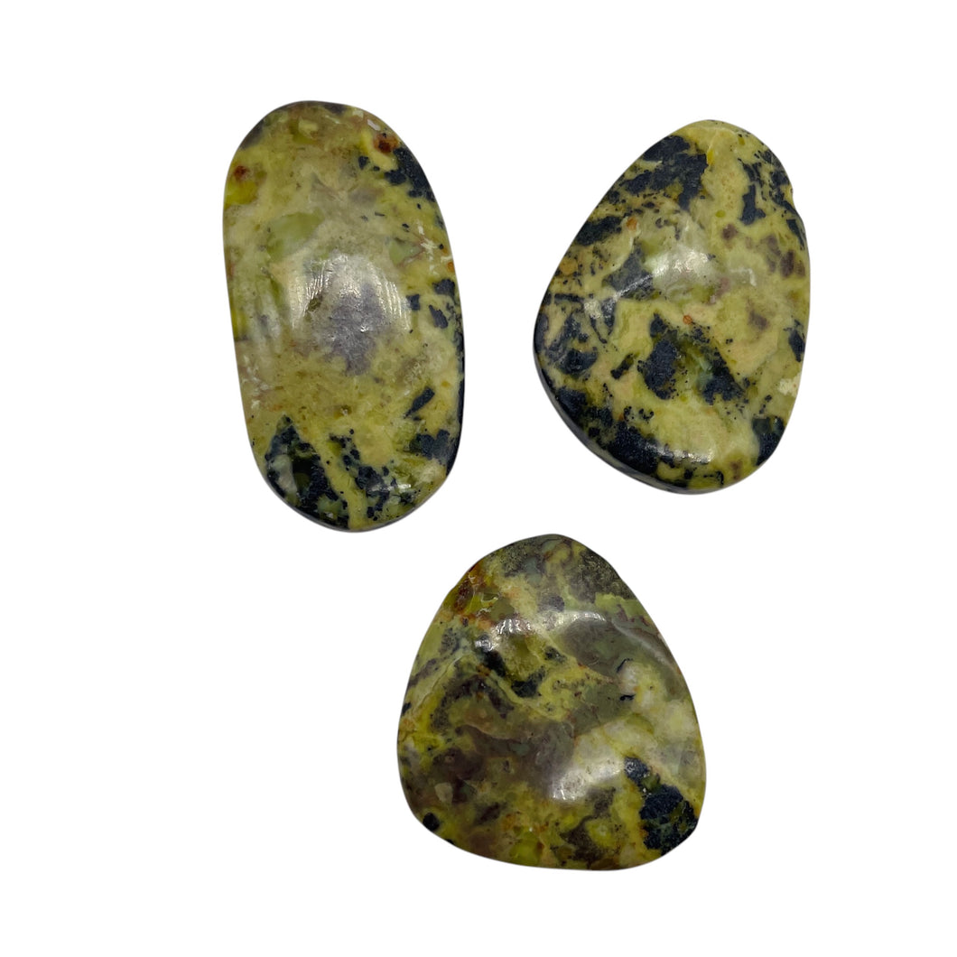 Turquoise Faustite Freeform Beads| 36x26 to 28x25mm| Chartreuse, Black| 3 Beads|