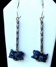 Load image into Gallery viewer, Hand Carved Sodalite Dog Puppy and 14Kgf Earrings 6142

